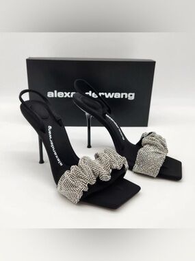 Alexander Wang Julie Crystal Scrunchie Sandals Size EU 40 Slingback Heels NWT